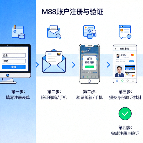 Ilustrasi proses pendaftaran dan verifikasi akun M88 yang mudah