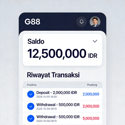 Tampilan dashboard user M88 yang menunjukkan saldo dan riwayat transaksi